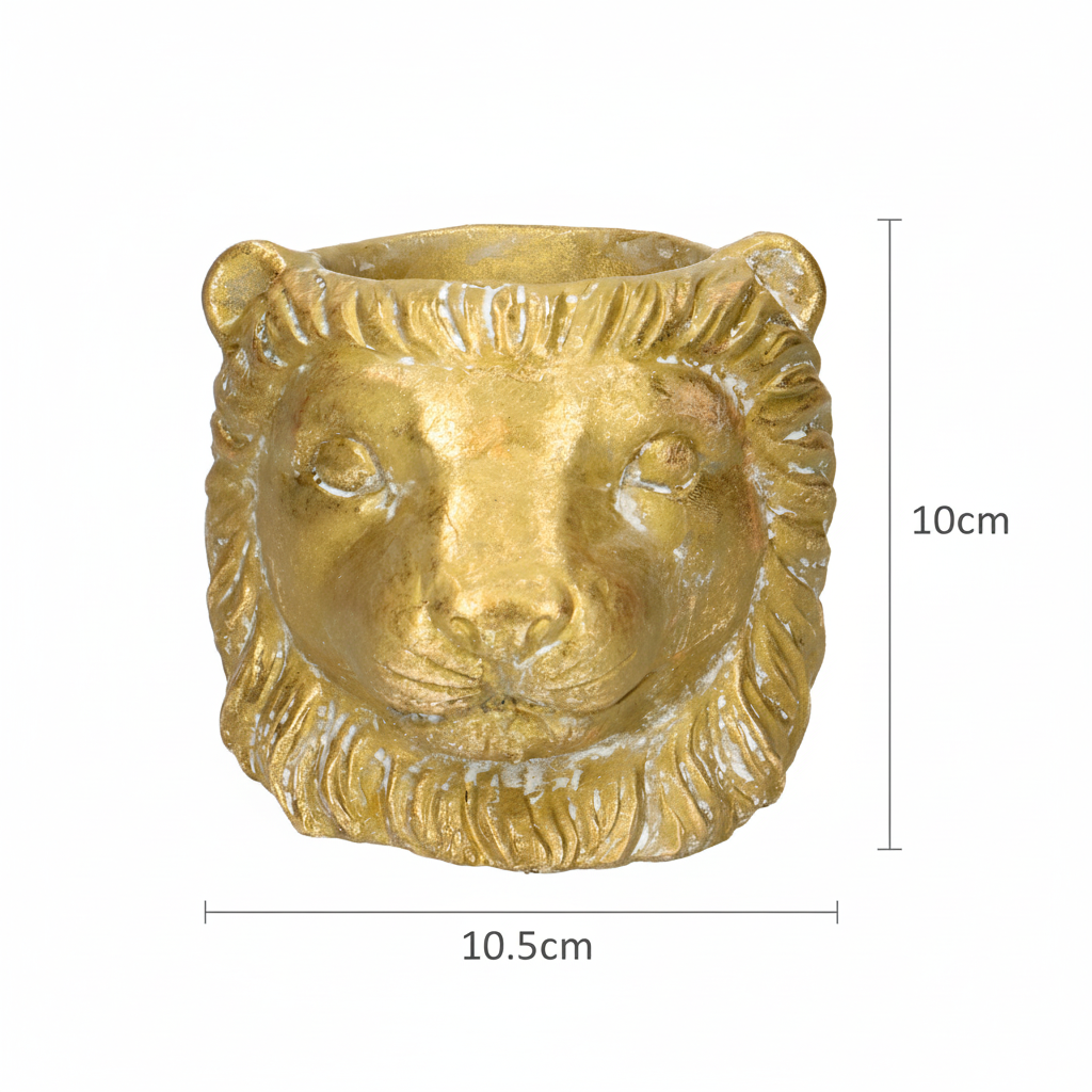 🌿 Planter Leeuw Goud – Keramische Bloempot Ø 11/13 cm