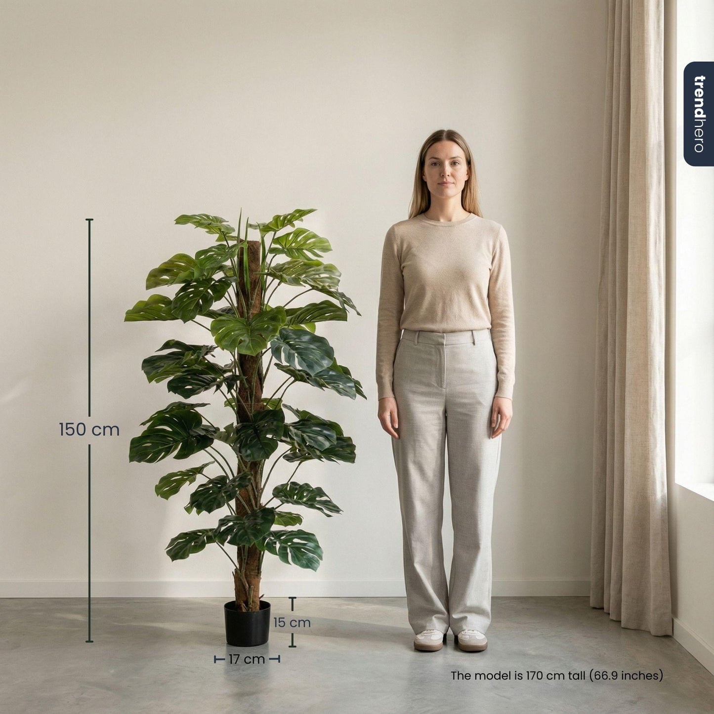 🌿 Kunst Monstera op Mosstok – Tropische Kunstplant