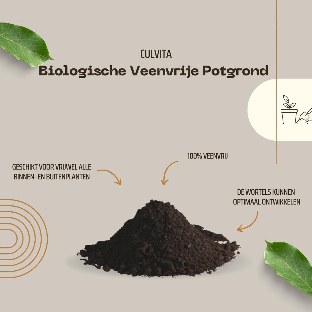 🌱 Culvita Biologische Veenvrije Potgrond 40L | Duurzame Potgrond voor Binnen & Buiten