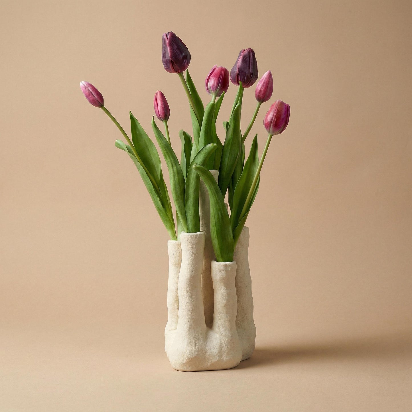 🌷 Tulip Touch | Kunsttulpen Set met Meertuiten Vaas