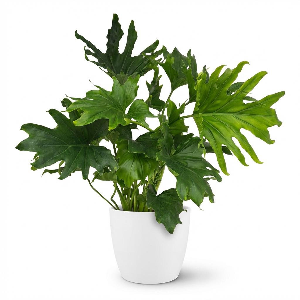 🌿 Philodendron ‘Lickety Split’ | Volle Kamerplant met Witte Pot