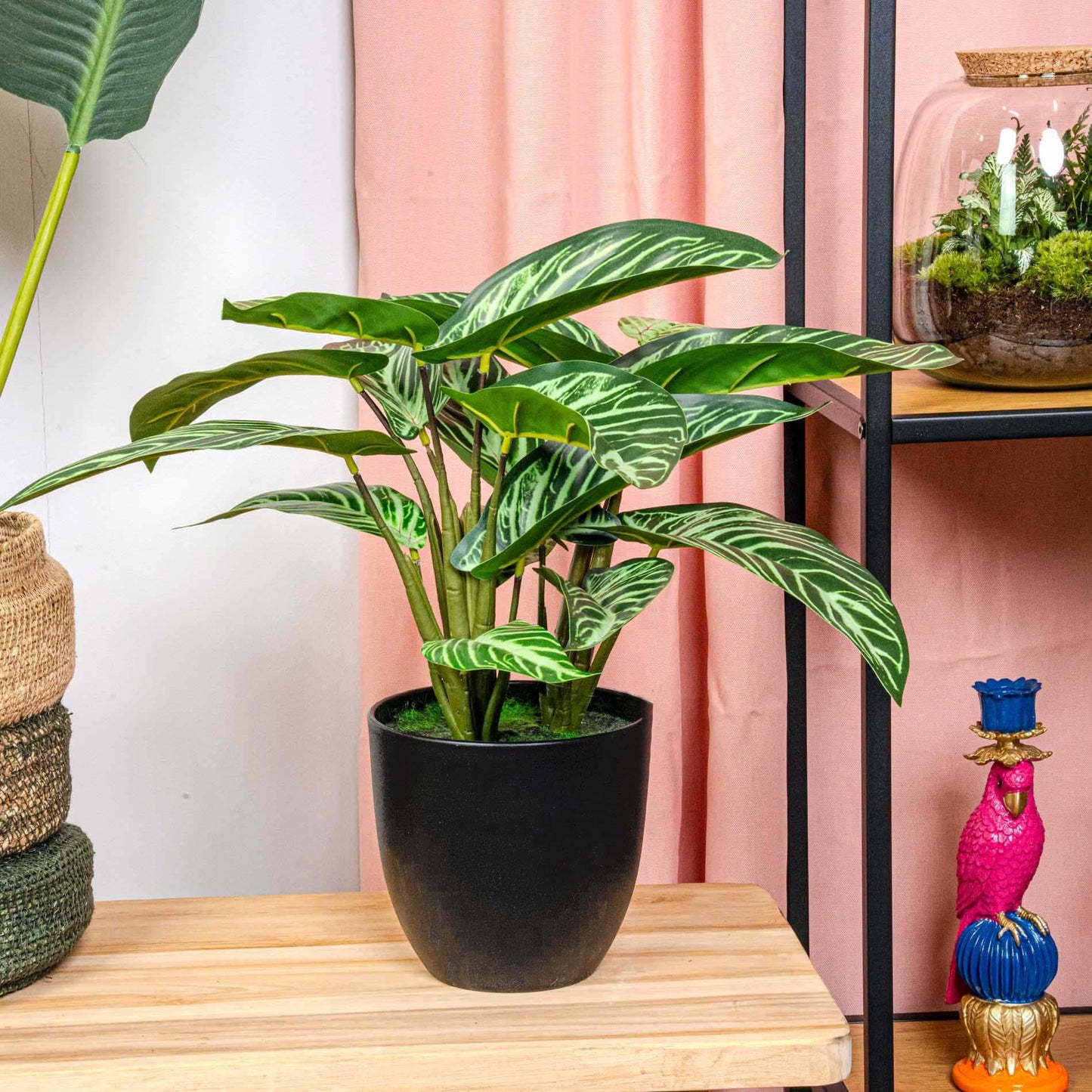 🌿 Calathea Zebrina – Realistische Kunstplant in Pot (42 cm)