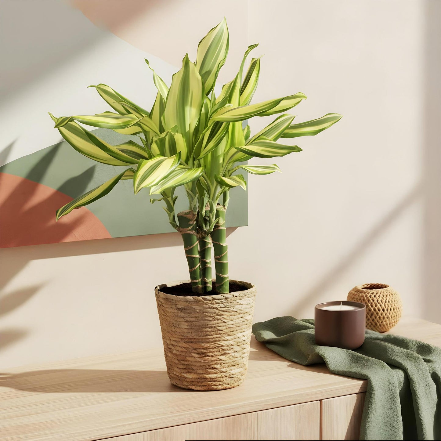 🌿 Dracaena Diamond Dream | Makkelijke Kamerplant met Mand