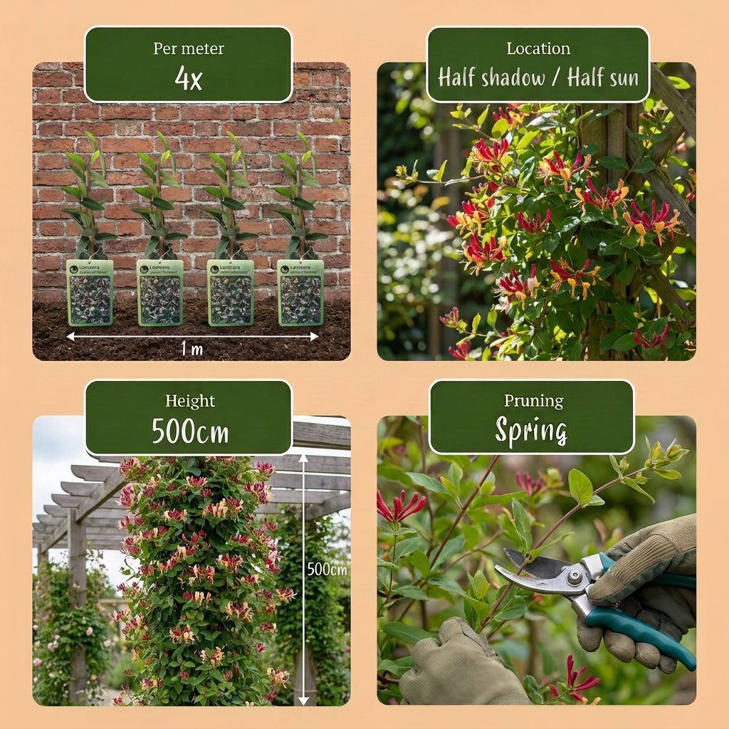 🌺 Lonicera japonica ‘Red World’ – Japanse kamperfoelie – Rood-roze klimplant