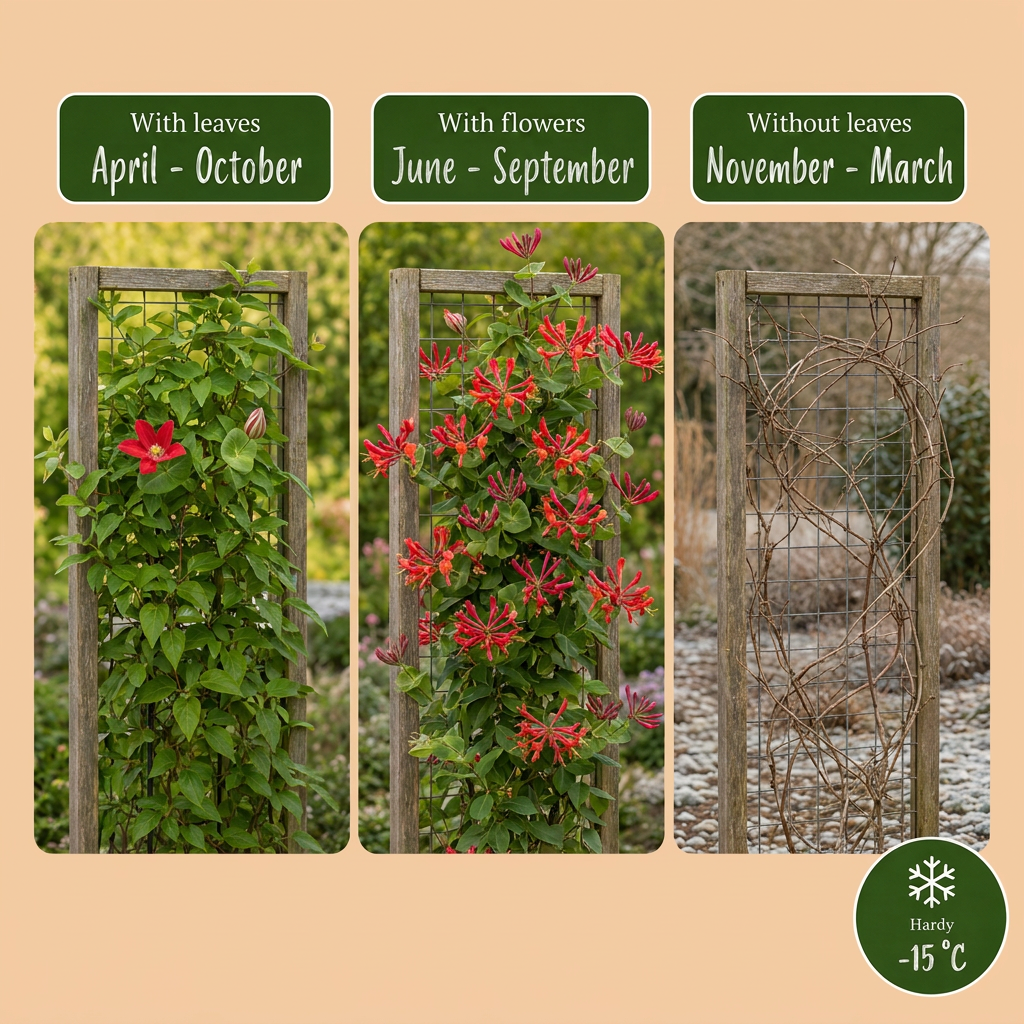 🌺 Lonicera × brownii ‘Dropmore Scarlet’ – Kamperfoelie – Rood-oranje klimplant