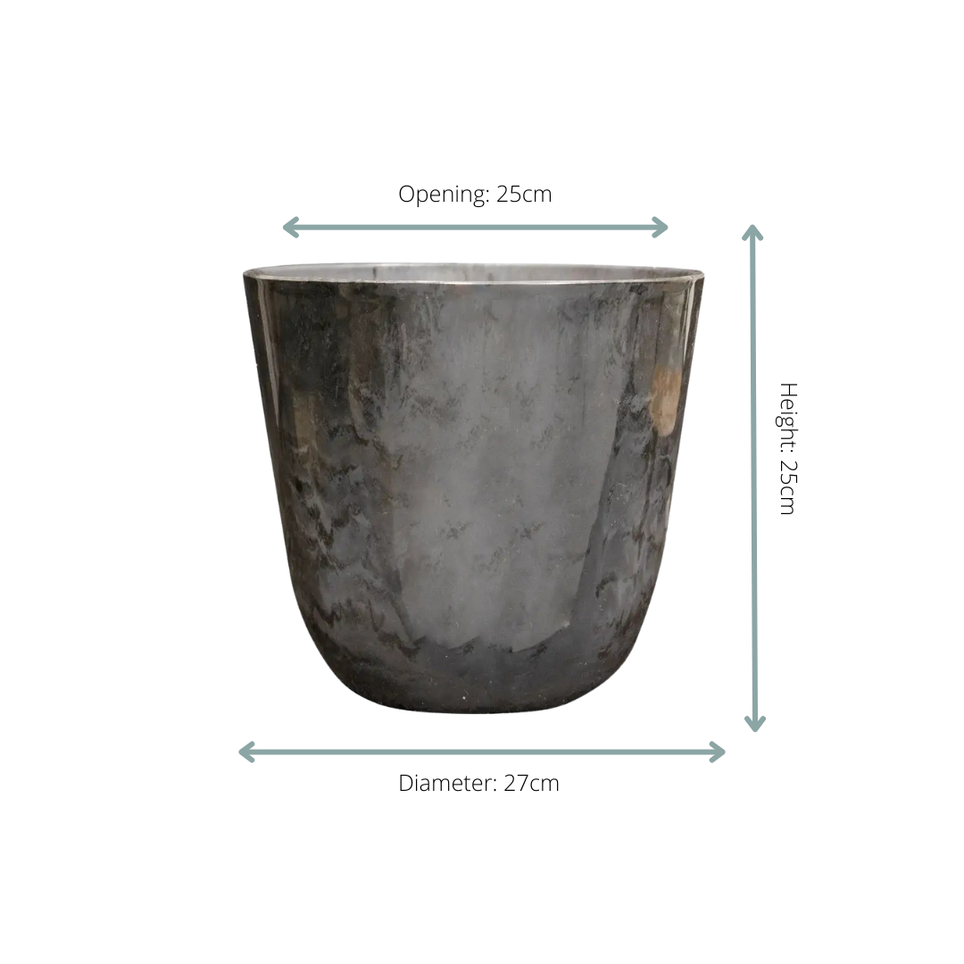 🪴 Pot Palermo Marble Grijs – D27 x H25 cm