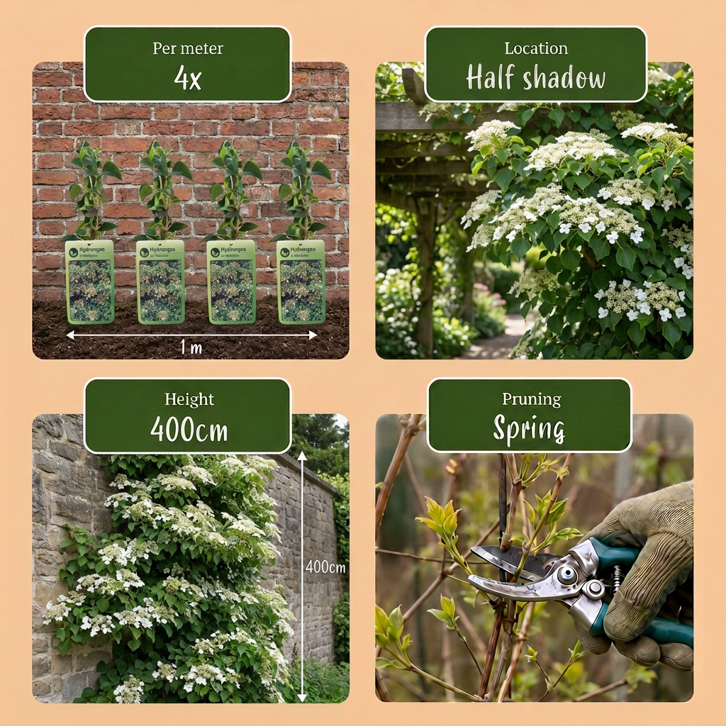 🤍 Hydrangea anomala subsp. petiolaris – Klimhortensia – Witte klimplant