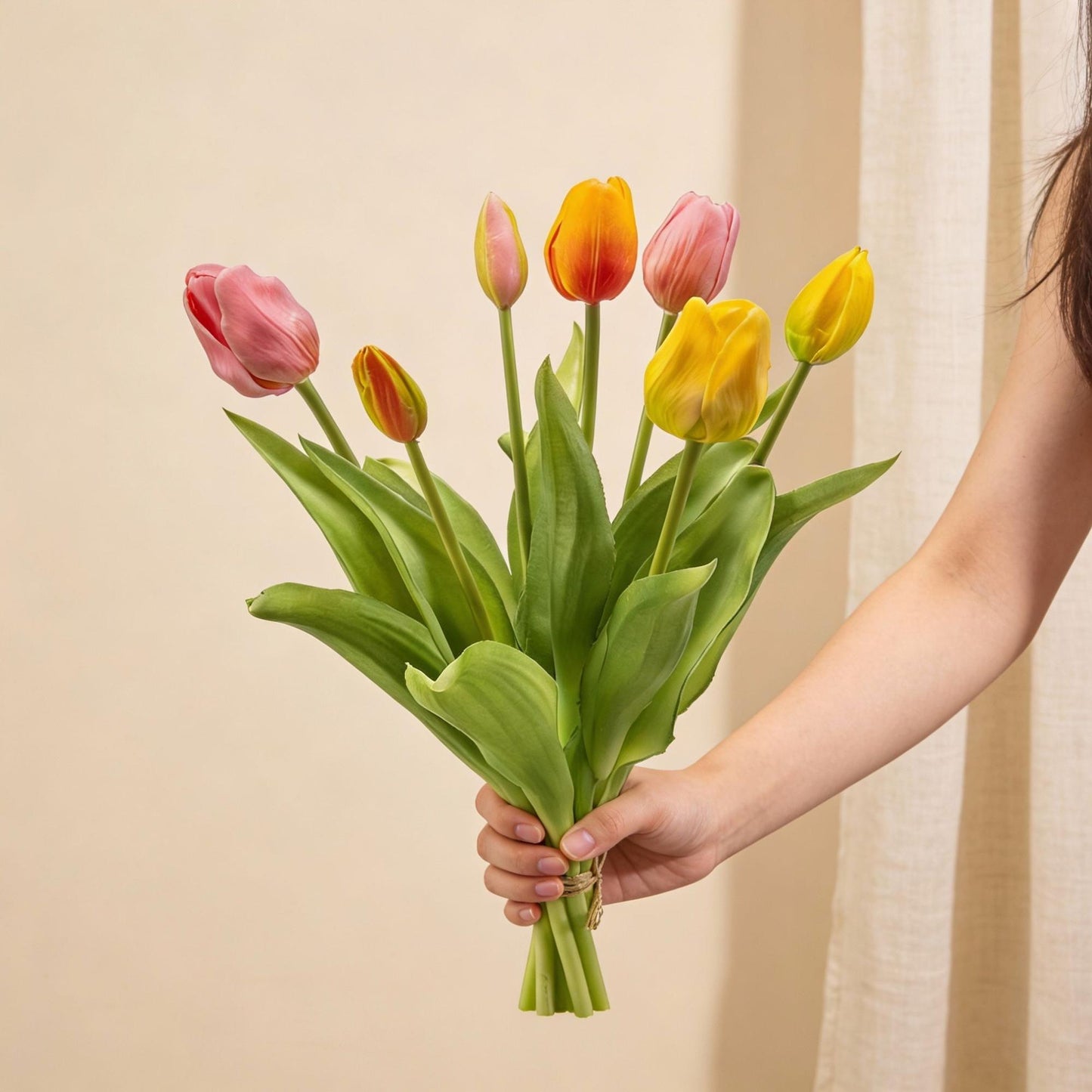 🌷 Vrolijke Mix – Real Touch Kunsttulpen (42 cm)