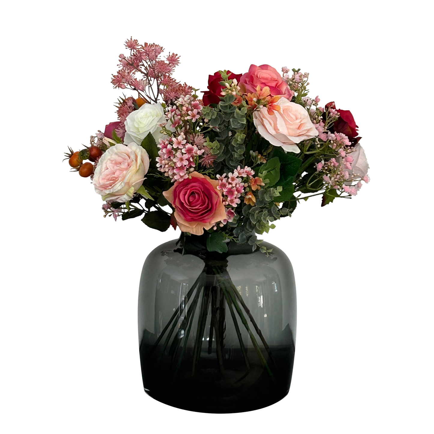 🌹 Kunstbloemen Boeket M – Flame Roses | Luxe Real Touch Decoratie