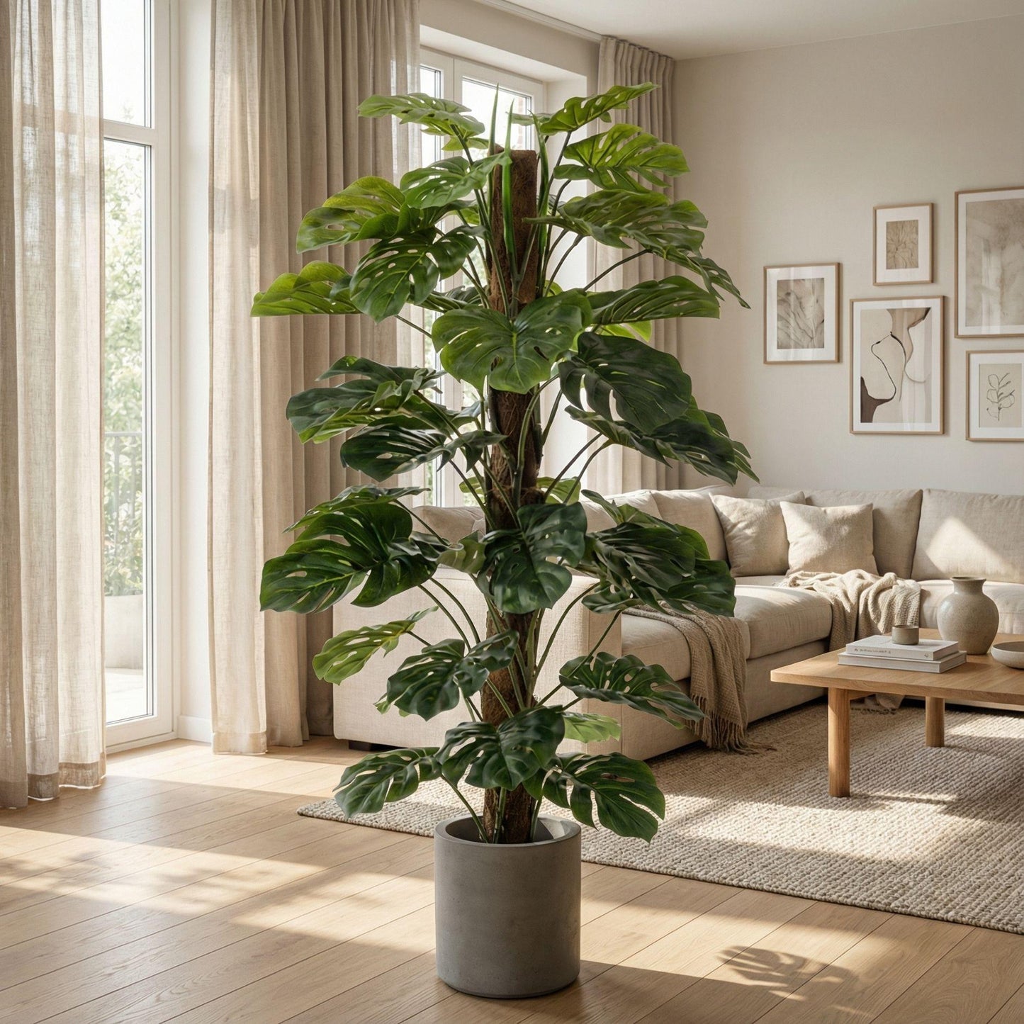 🌿 Kunst Monstera op Mosstok – Tropische Kunstplant
