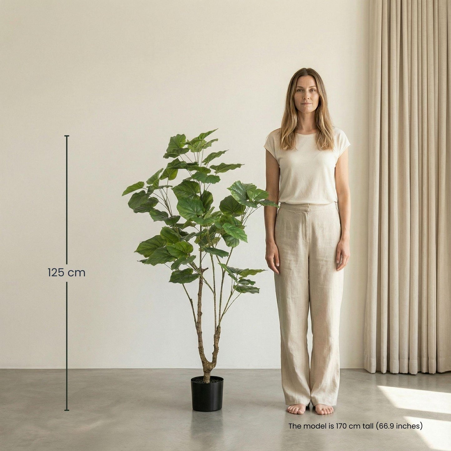 🌿 Ficus Umbrella Boom – Realistische Kunstplant (125 cm)