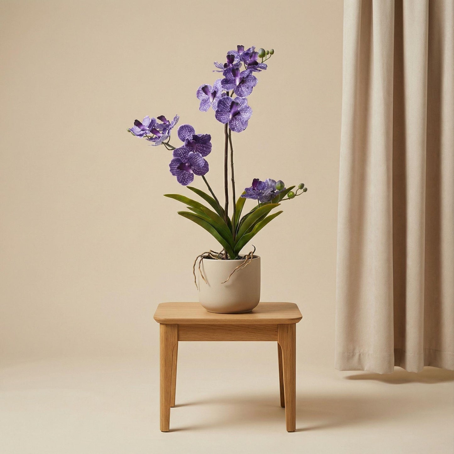 🌸 Vanda Orchidee – Kunstplant in Pot (60 cm, Paars)