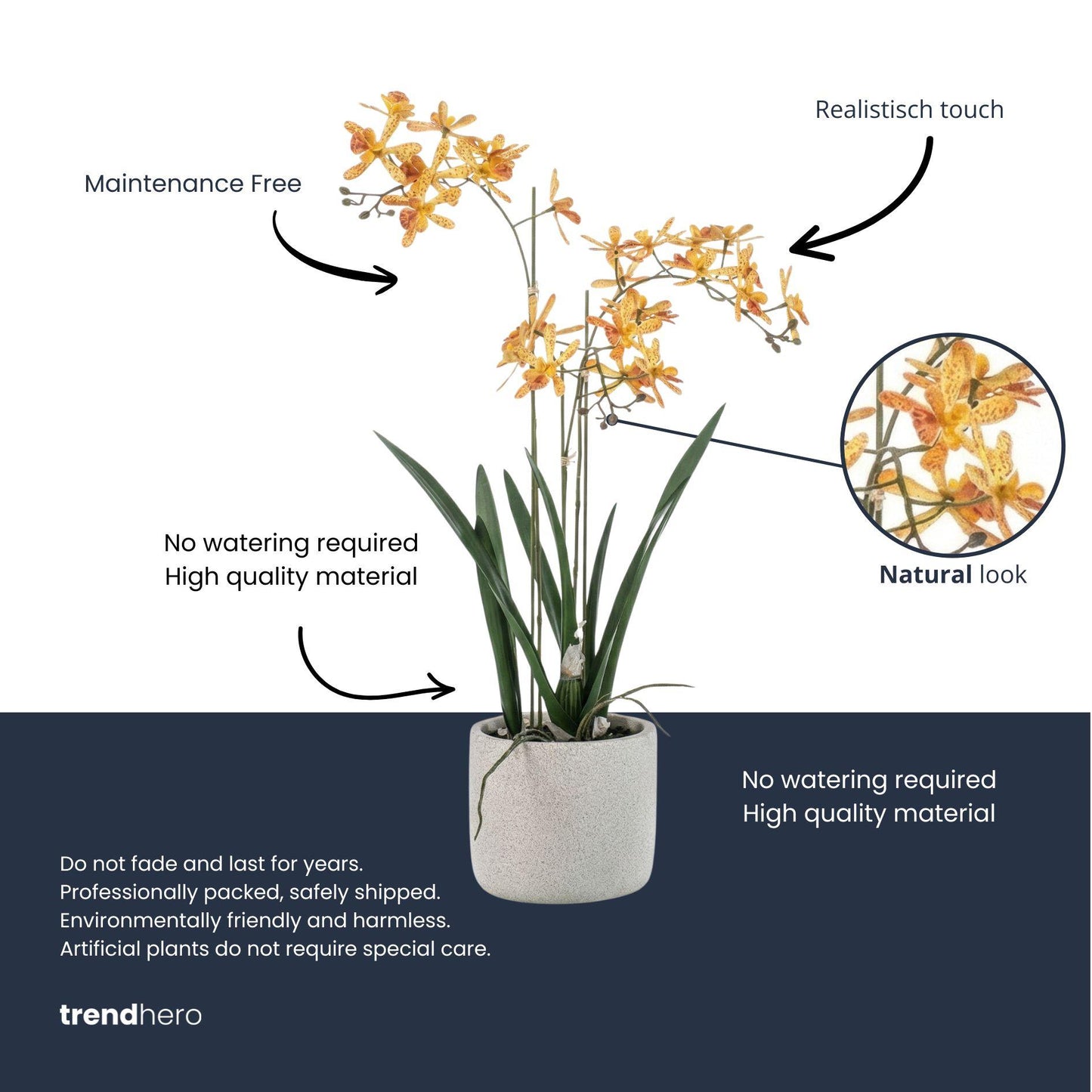 🌼 Renanthera Orchidee Geel & Oranje | Luxe Kunstplant in Pot