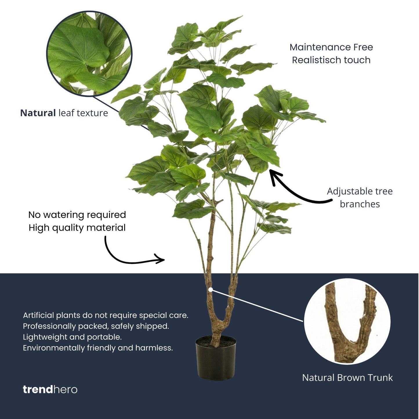 🌿 Ficus Umbrella Boom – Realistische Kunstplant (125 cm)