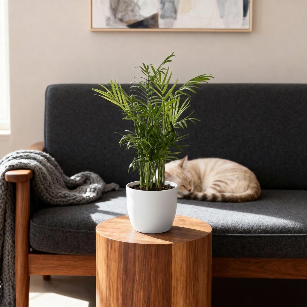 🌿 Chamaedorea elegans | Goudpalm met Witte Pot (2 Stuks)