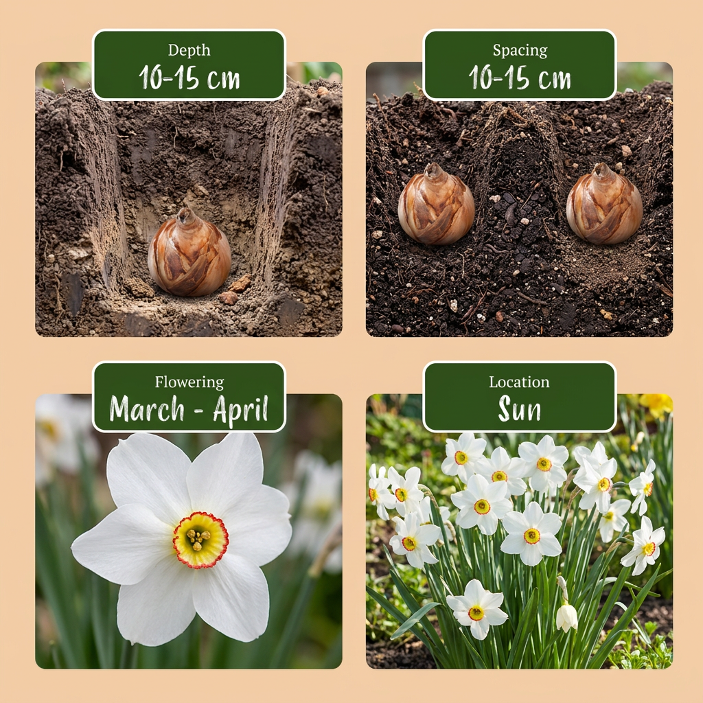 🤍 Narcissus poeticus ‘Recurvus’ – Witte fakkelnarcis (20 stuks)