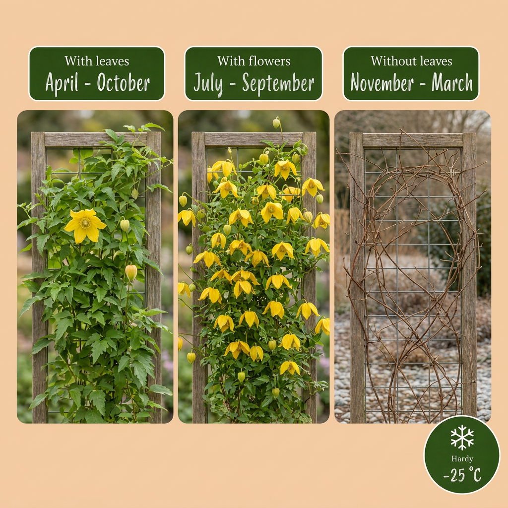 💛 Clematis tangutica – Chinese bosrank – Gele klimplant