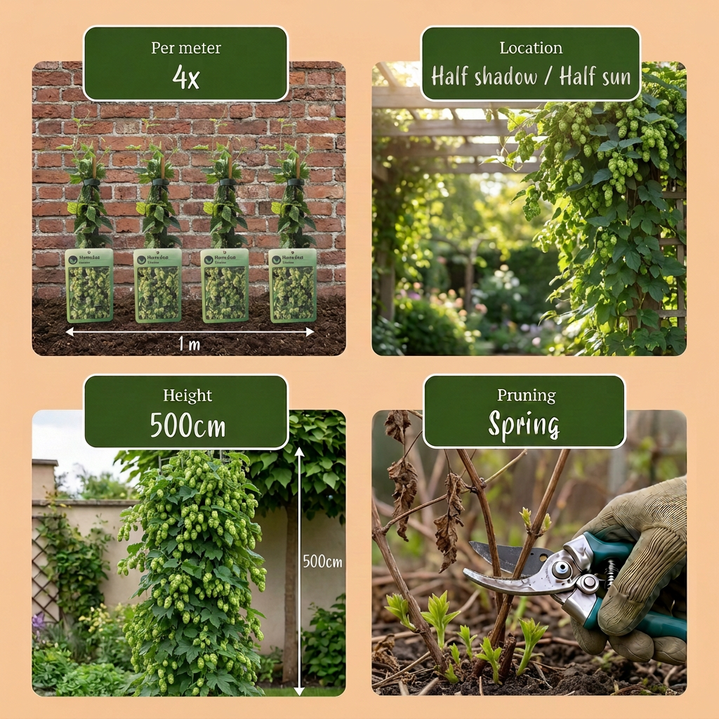 🌿 Humulus lupulus ‘Nordbrau’ – Noordbrouwhop – Snelgroeiende klimplant