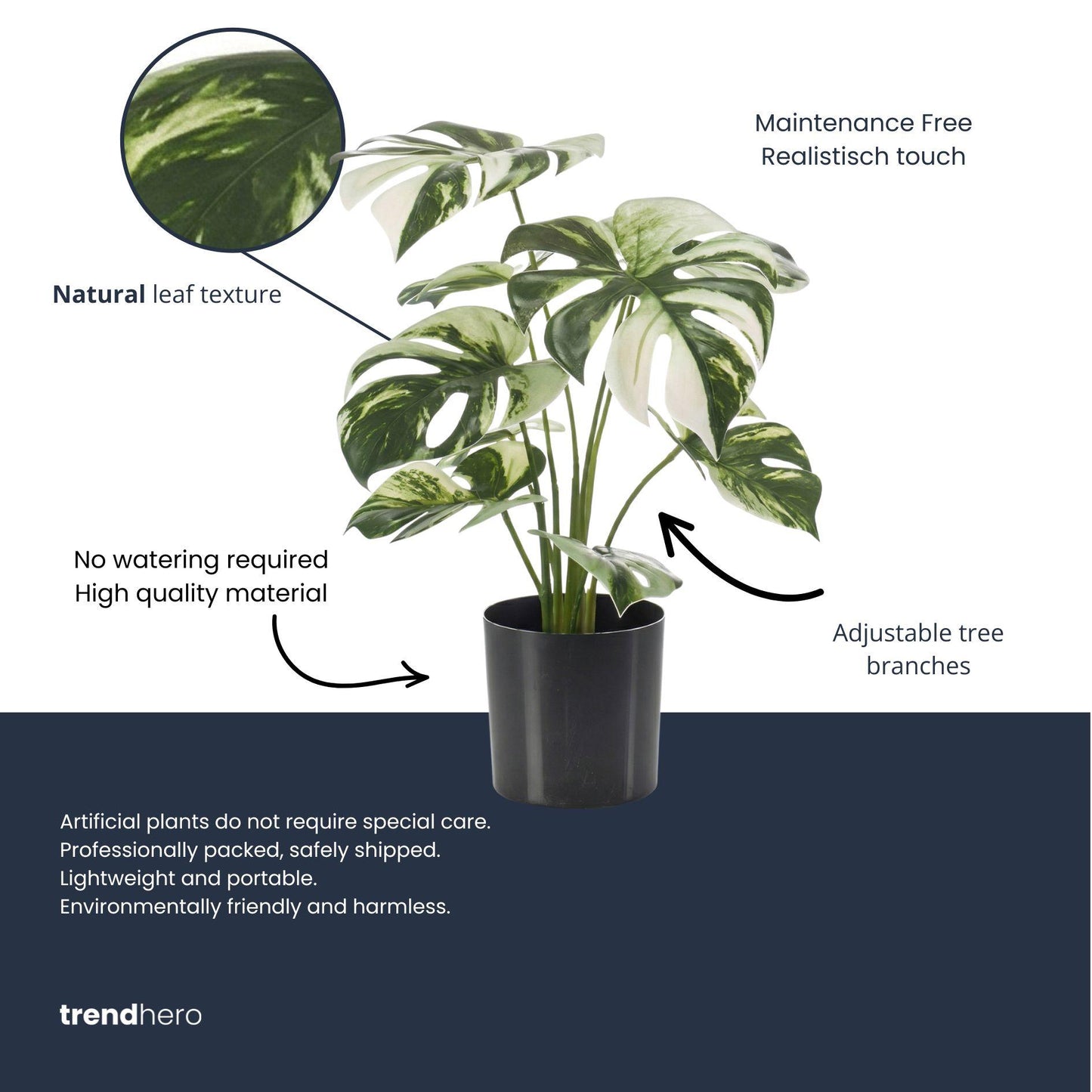 🌿 Kunst Monstera Bush in Pot – Decoratieve Kunstplant