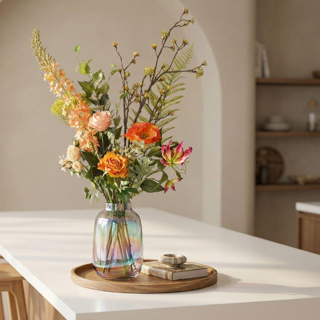 🌸 Amber Peach Deluxe – Real Touch Kunstboeket (105 cm)