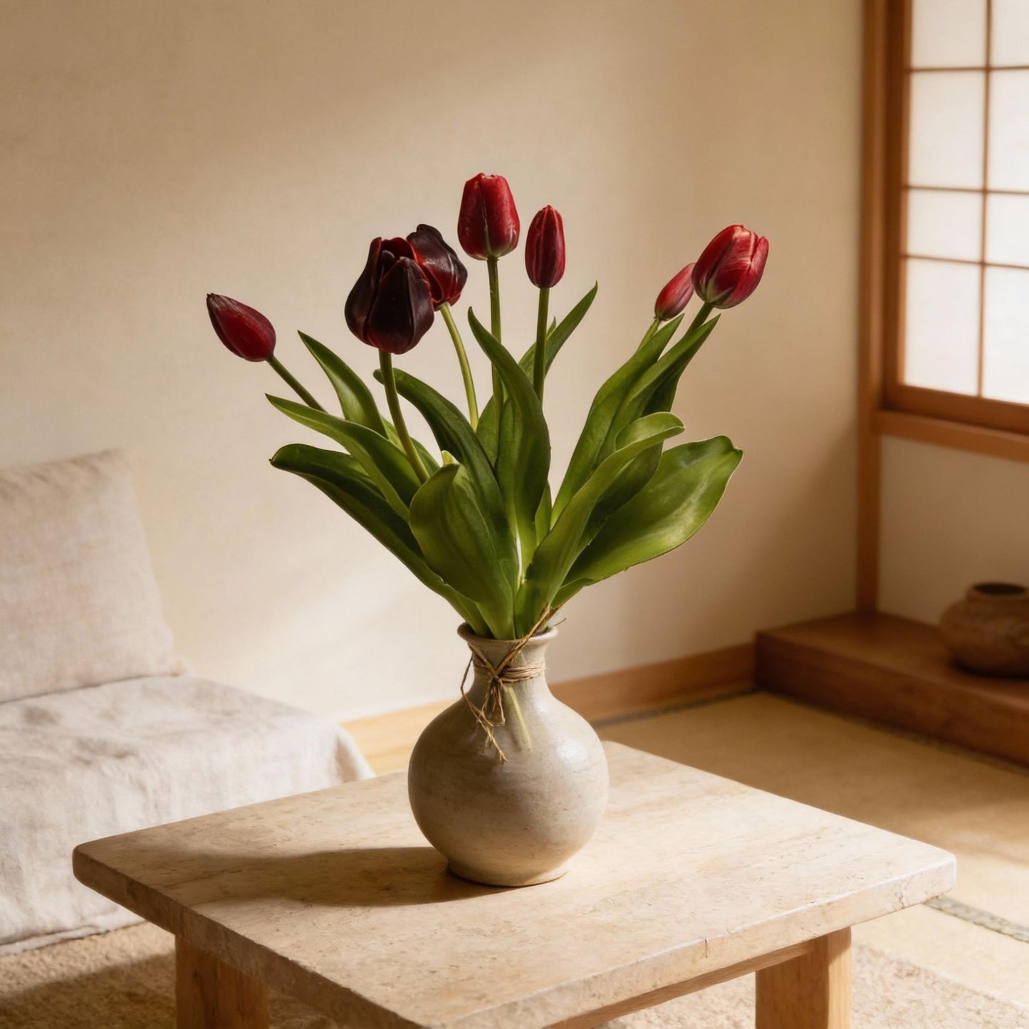 🌷 Diep Rood – Real Touch Kunsttulpen (42 cm)