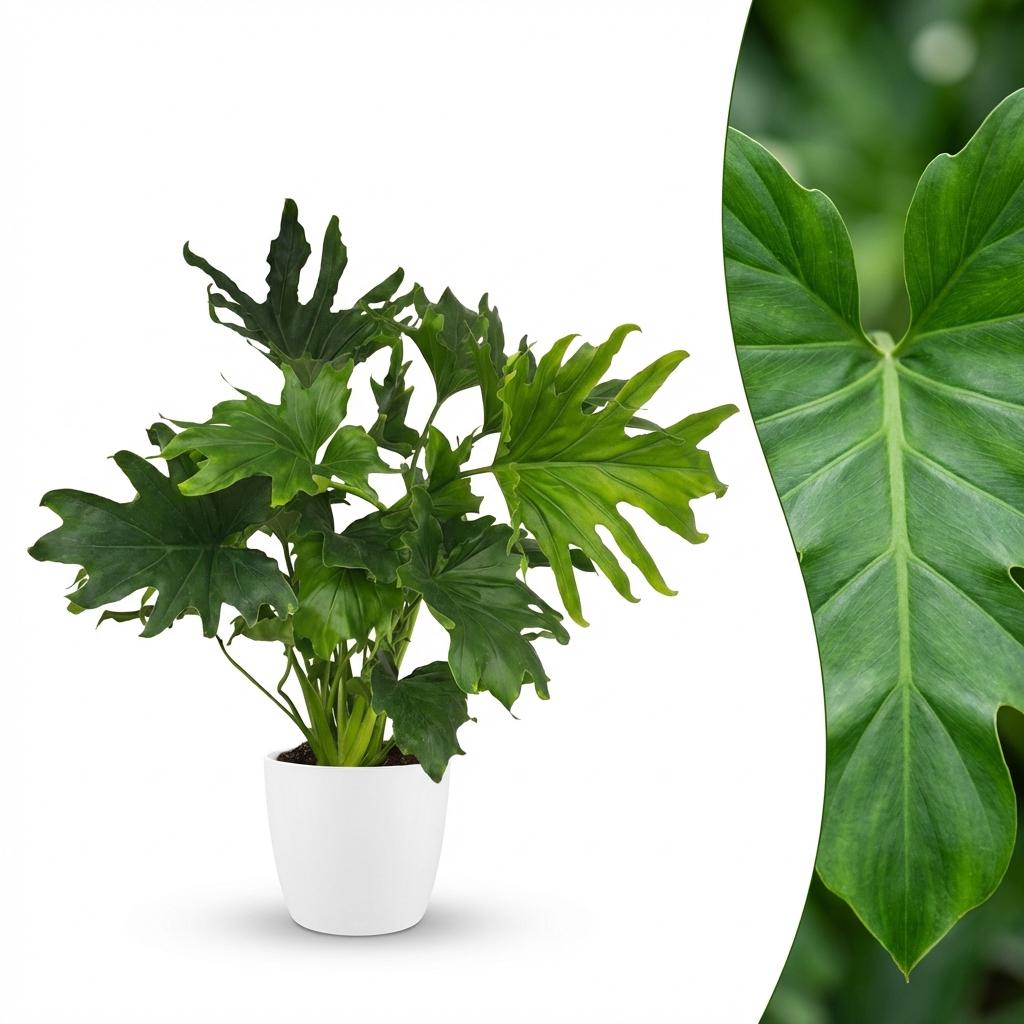 🌿 Philodendron ‘Lickety Split’ | Volle Kamerplant met Witte Pot