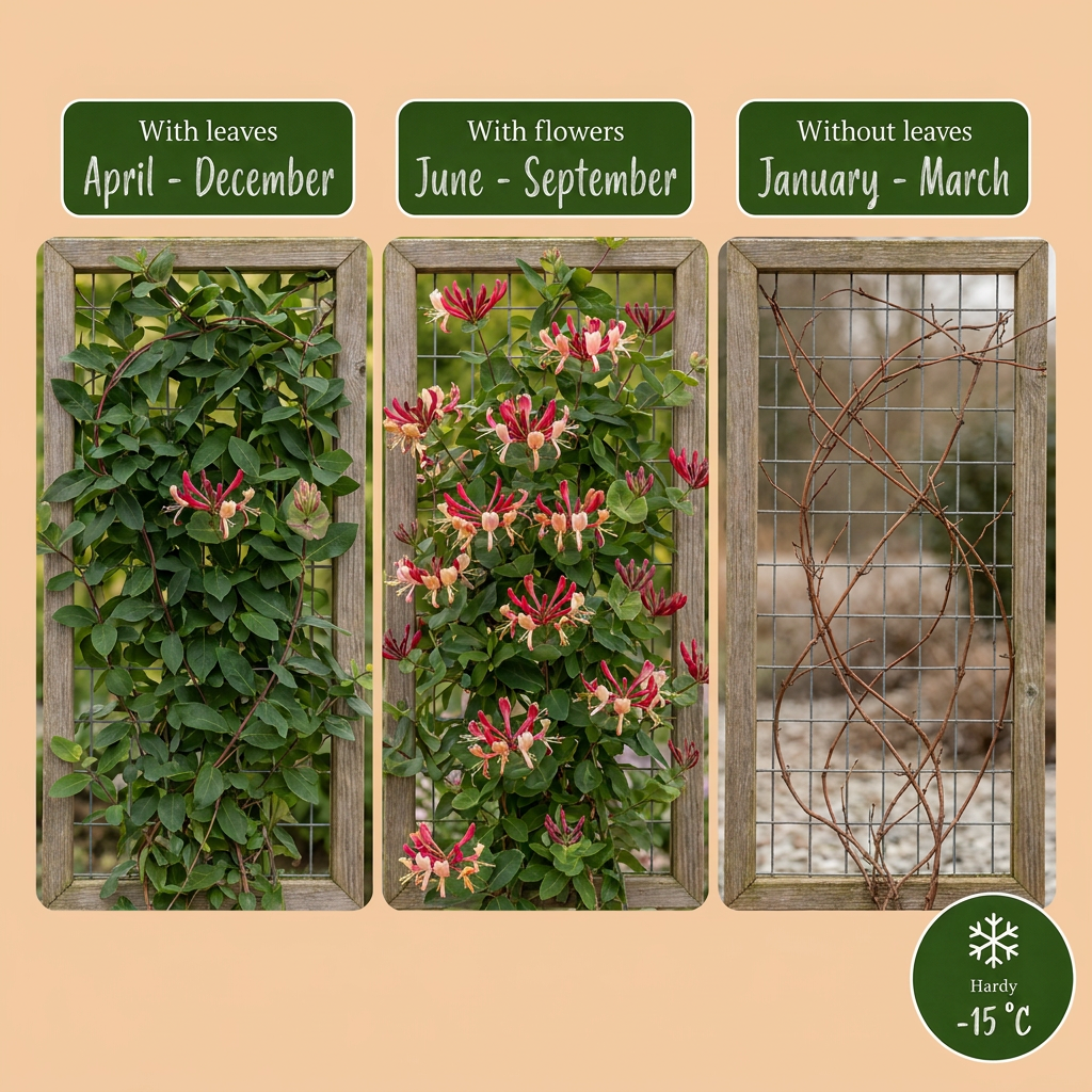 🌺 Lonicera japonica ‘Red World’ – Japanse kamperfoelie – Rood-roze klimplant