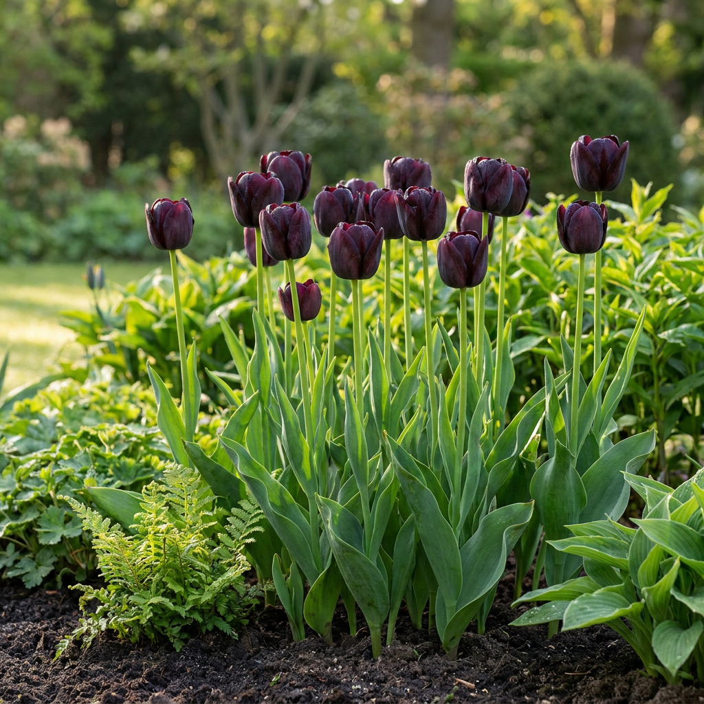 🌷 Tulipa Triumph Black – Donkerpaarse triomftulp | (24 stuks)