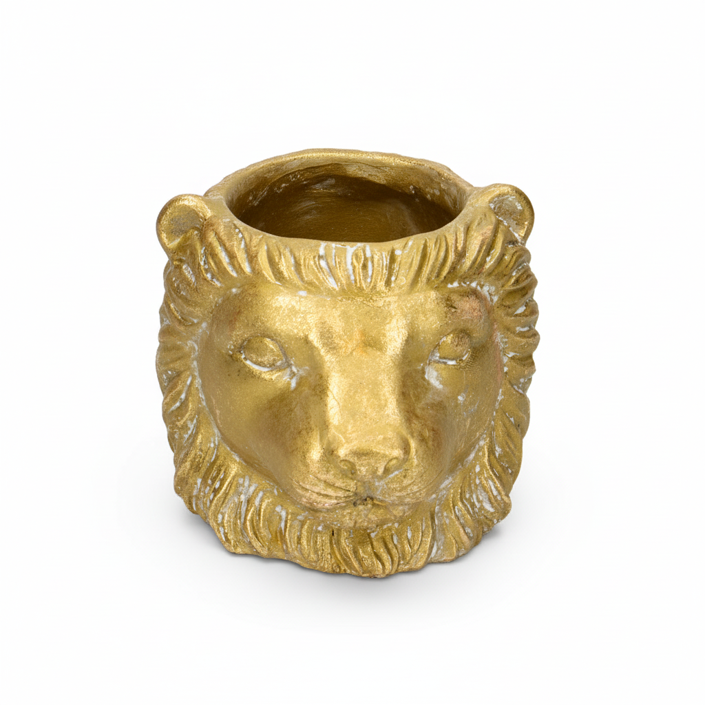 🌿 Planter Leeuw Goud – Keramische Bloempot Ø 11/13 cm