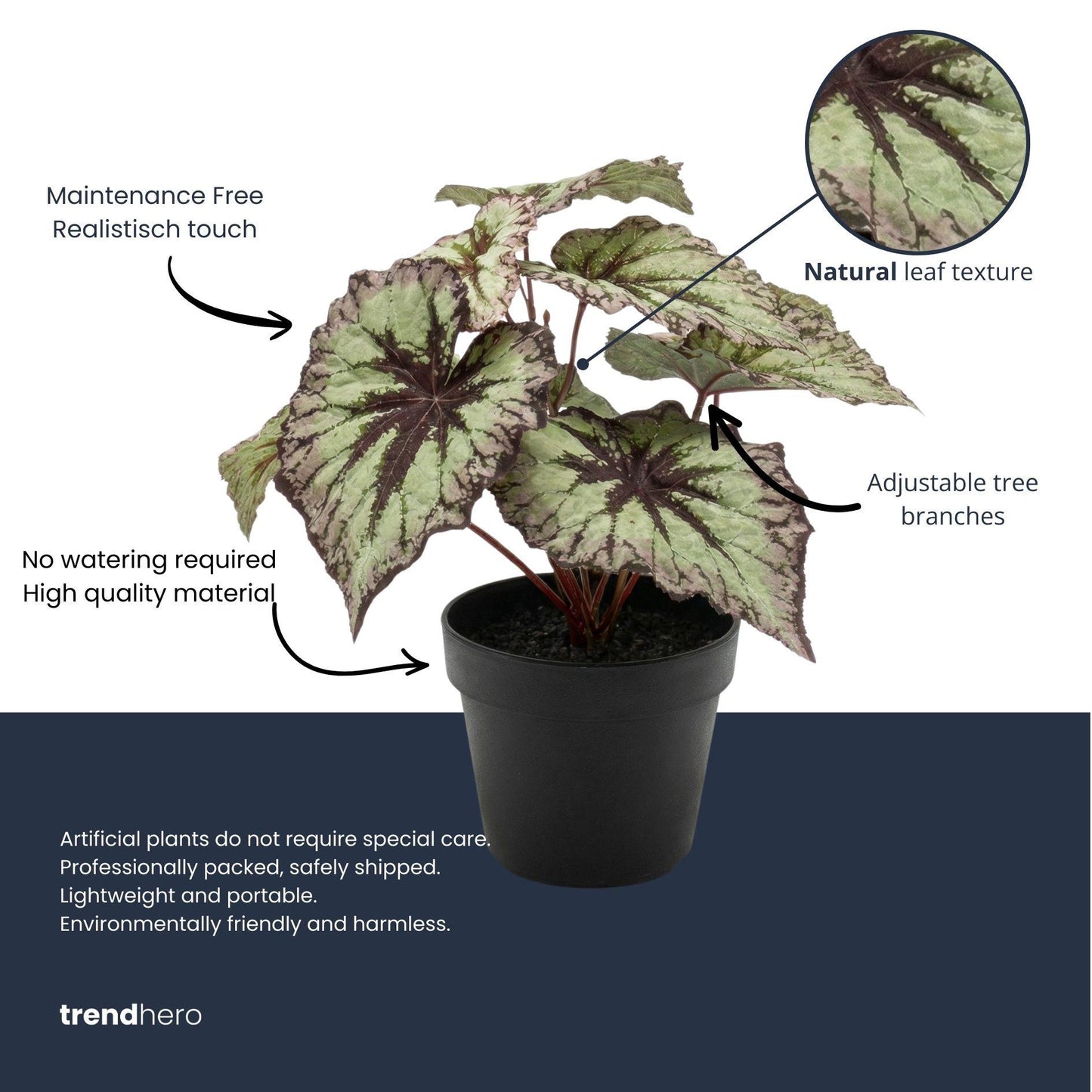 🌸 Begonia – Kunstplant in Pot (26 cm)