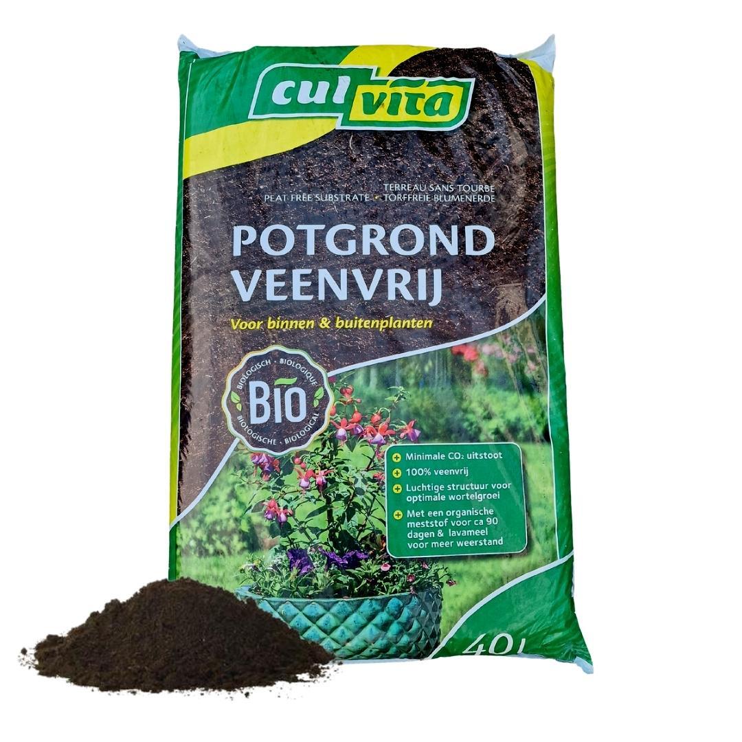 🌱 Culvita Biologische Veenvrije Potgrond 40L | Duurzame Potgrond voor Binnen & Buiten