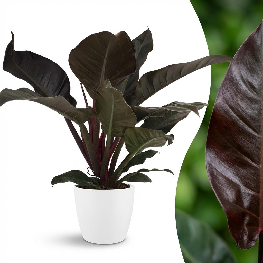 🌿 Philodendron ‘Imperial Red’ | Rode Blikvanger met Witte Pot