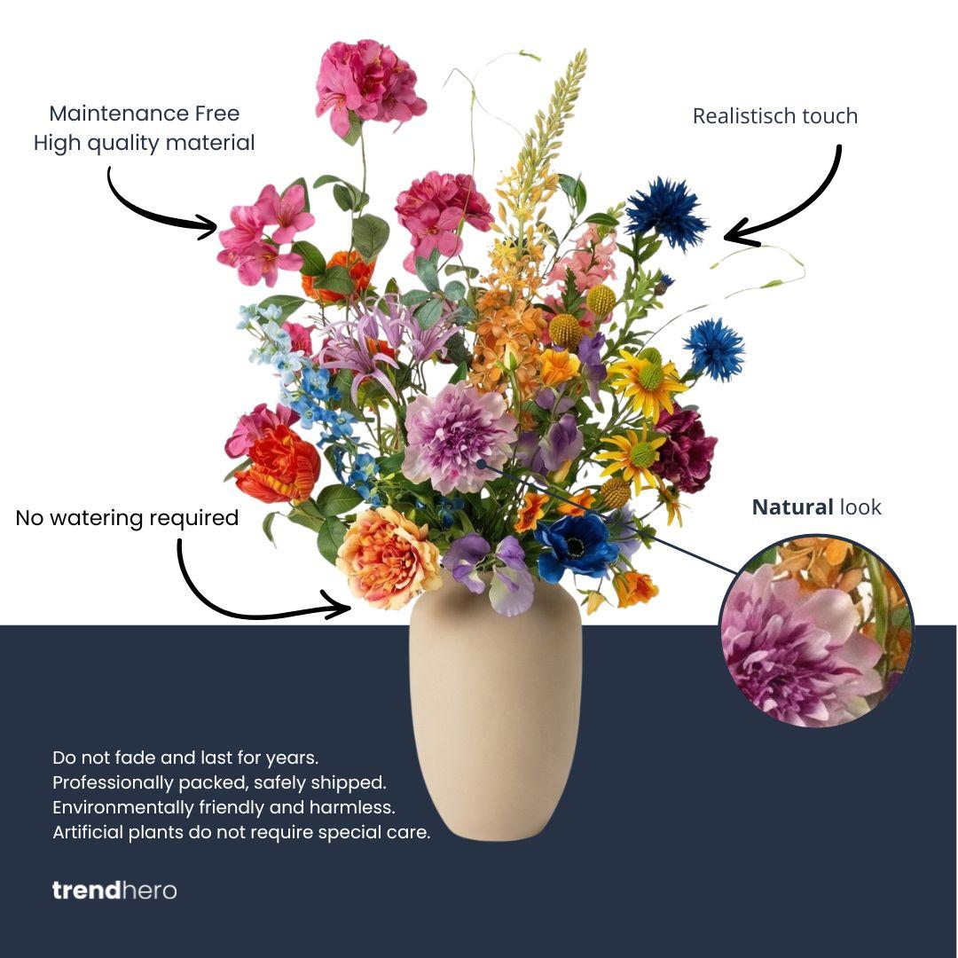 🌸 Summer Garden Deluxe – Real Touch Kunstboeket (100 cm)