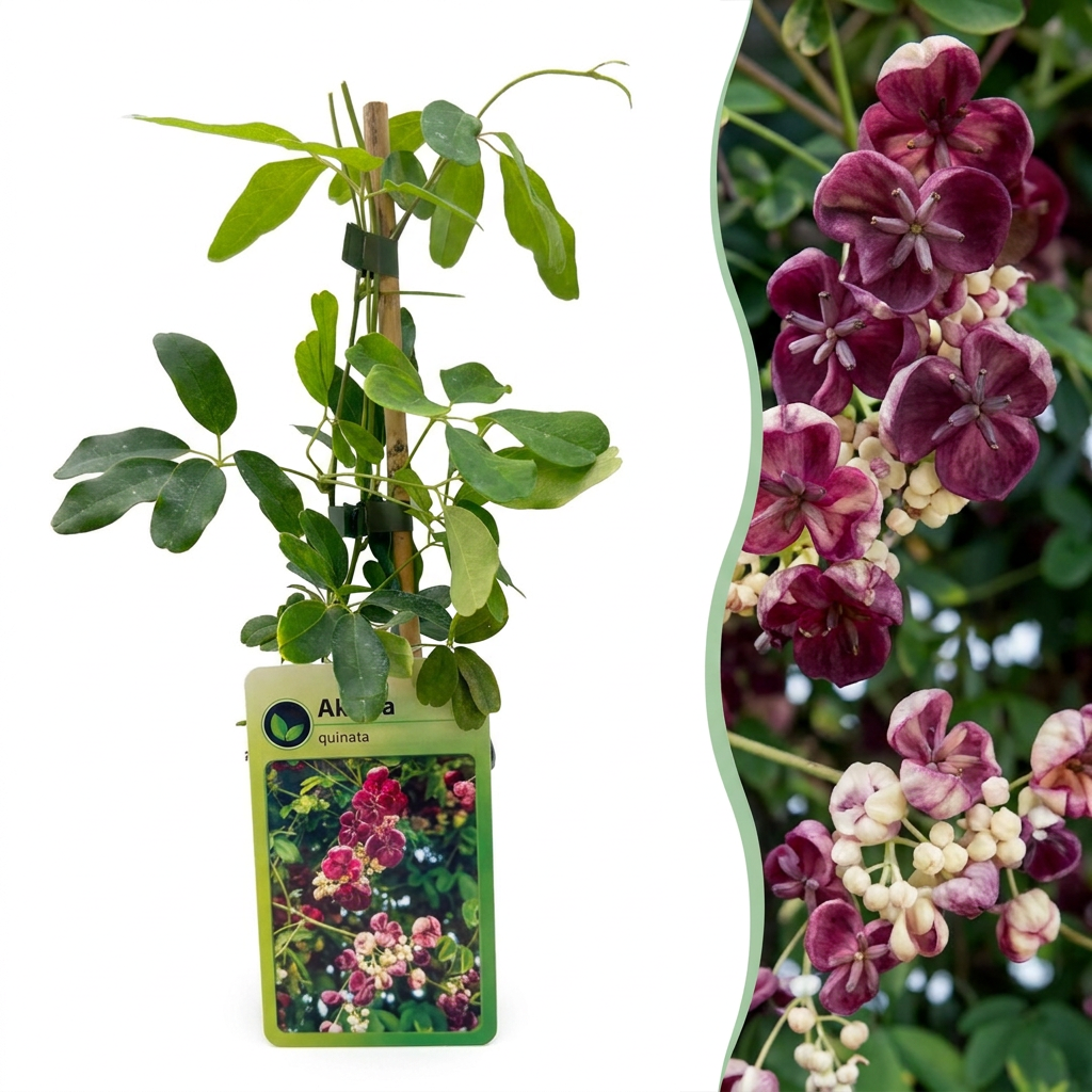 🍫 Akebia quinata – Vijfbladige akebia – Paarsrode klimplant