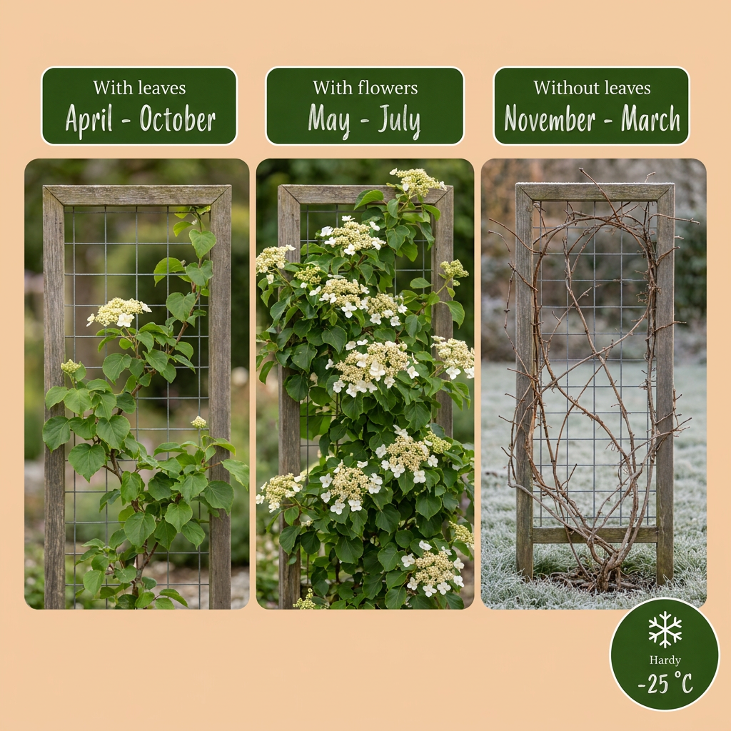 🤍 Hydrangea anomala subsp. petiolaris – Klimhortensia – Witte klimplant