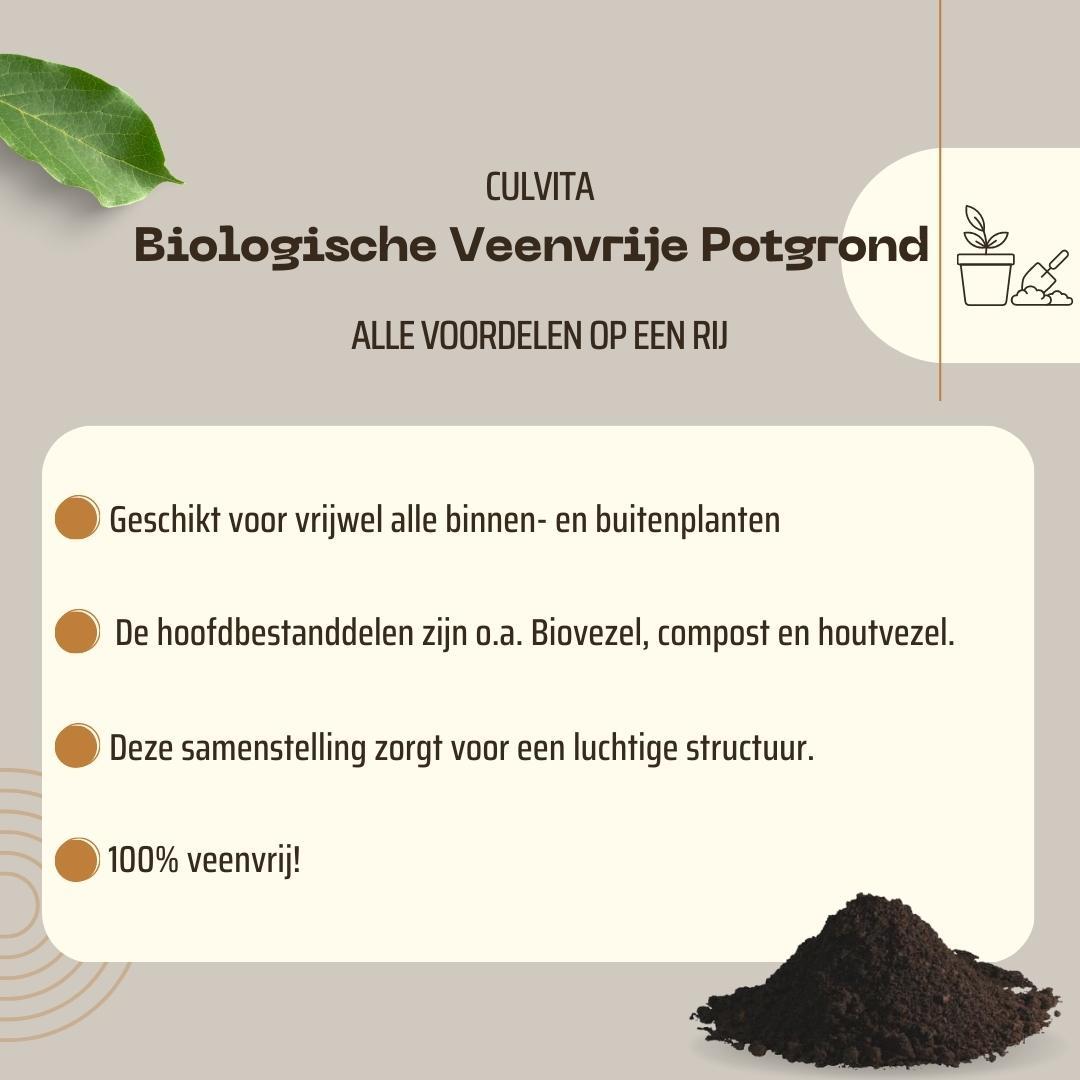 🌱 Culvita Biologische Veenvrije Potgrond 40L | Duurzame Potgrond voor Binnen & Buiten