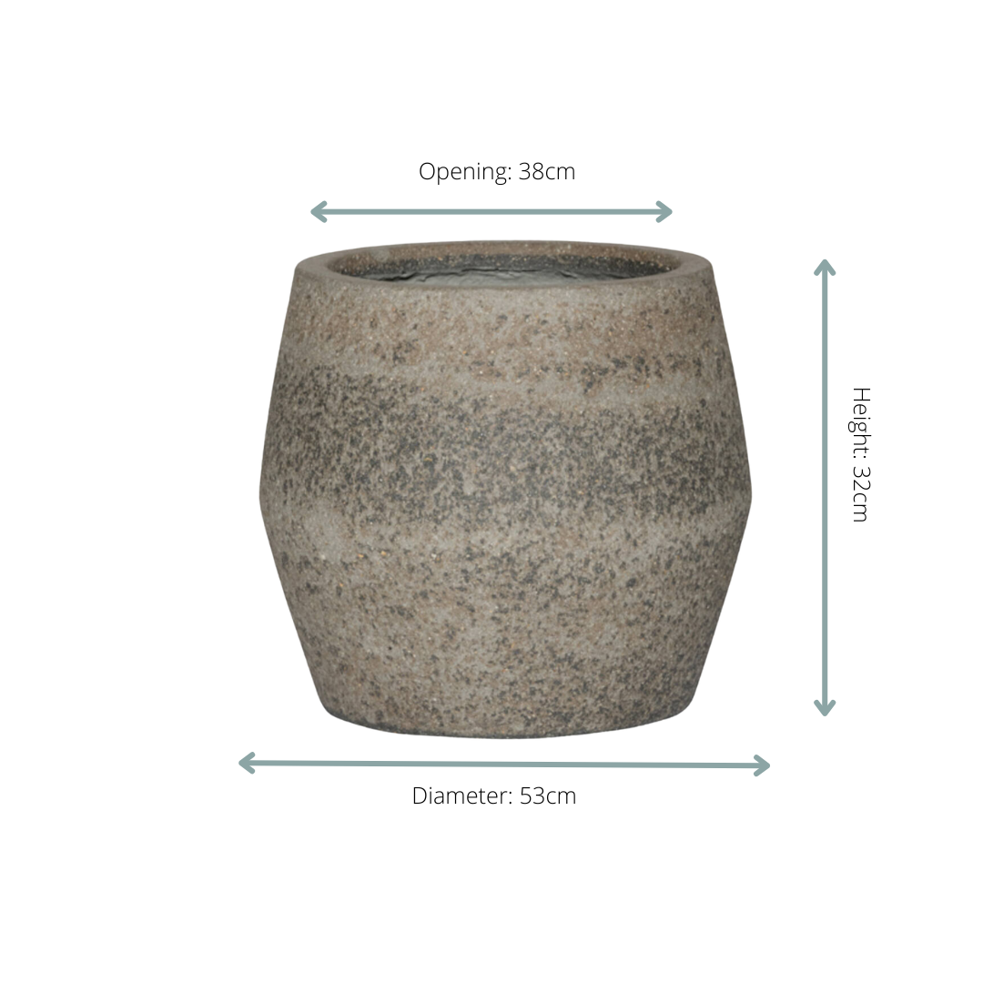 🪨 Pot Harley L Diorite Grey – D53 × H32 cm