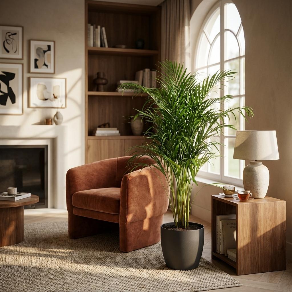🌿 Areca Palm (Dypsis) | Tropische Kamerplant met Grijze Pot