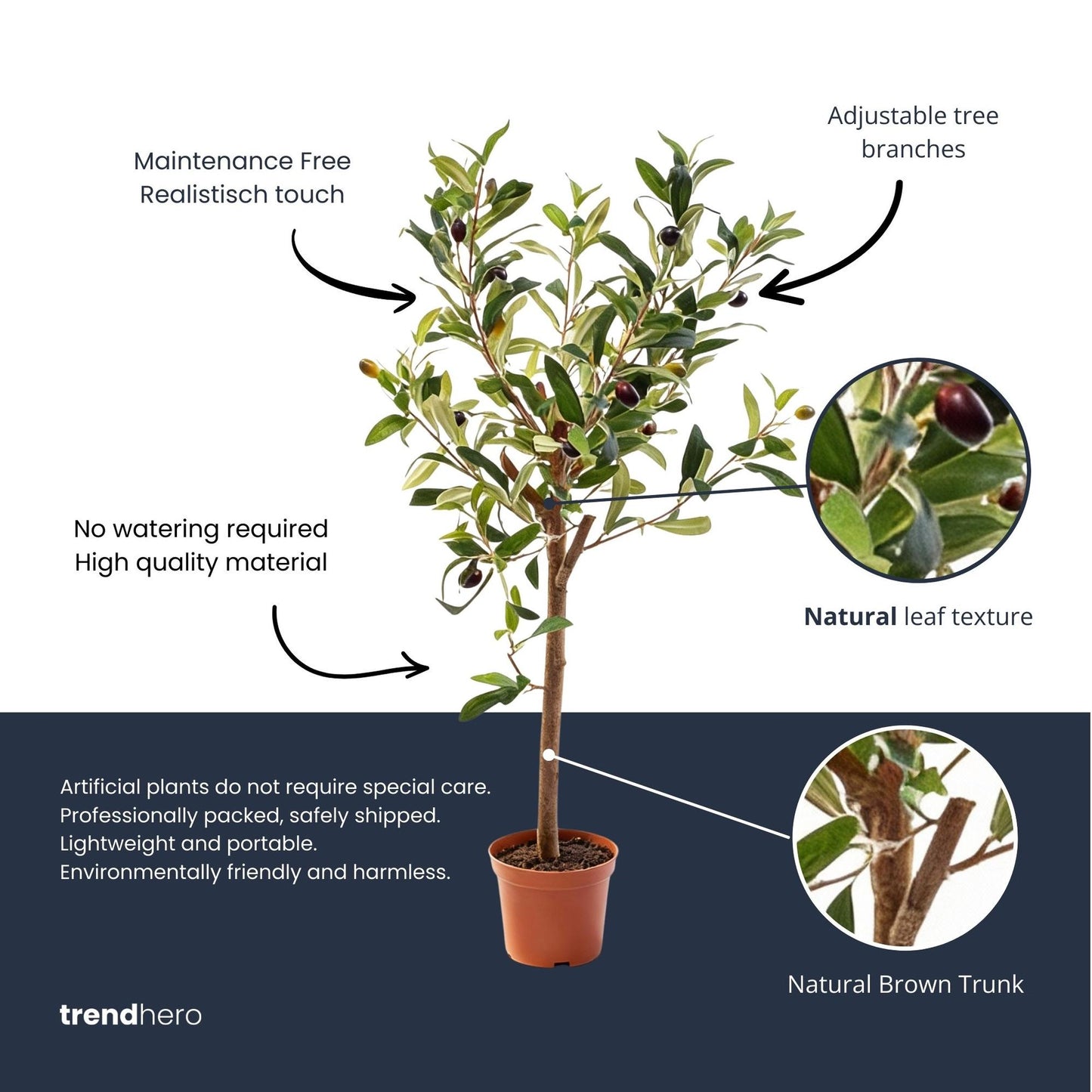 🌿 Olijfboom – Realistische Kunstplant in Pot (65 cm)