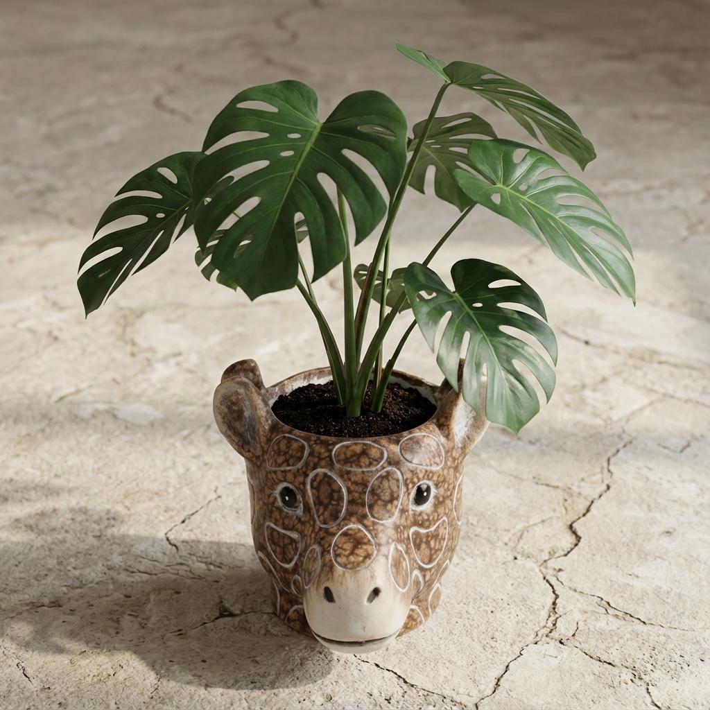 🦒 Planter Giraf Bruin – Keramische Bloempot Ø 11/14 cm