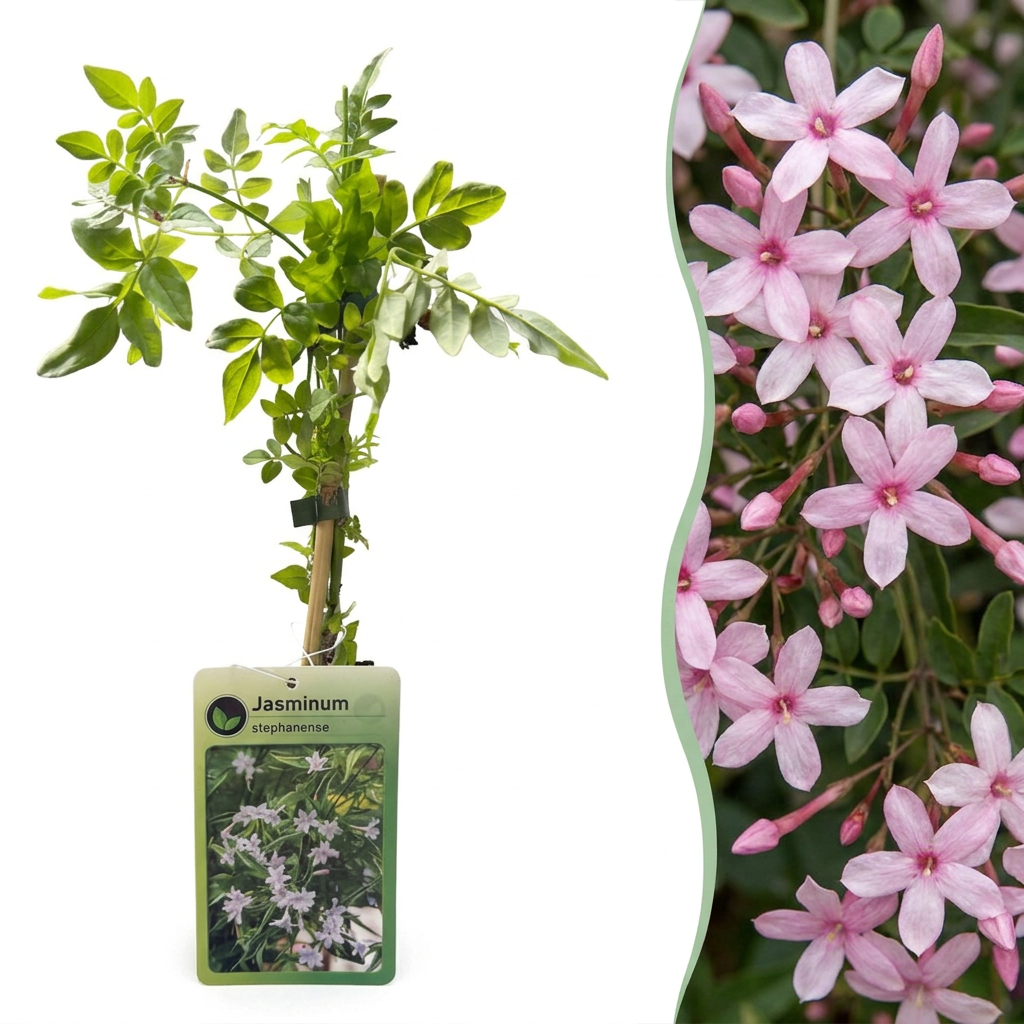 🌸 Jasminum × stephanense – Roze jasmijn – Geurende klimplant