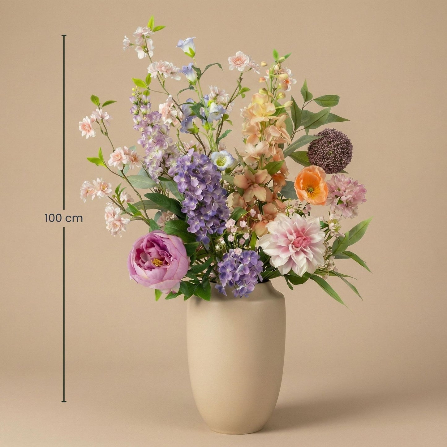 🌸 Pastel Meadow Deluxe – Real Touch Kunstboeket (100 cm)