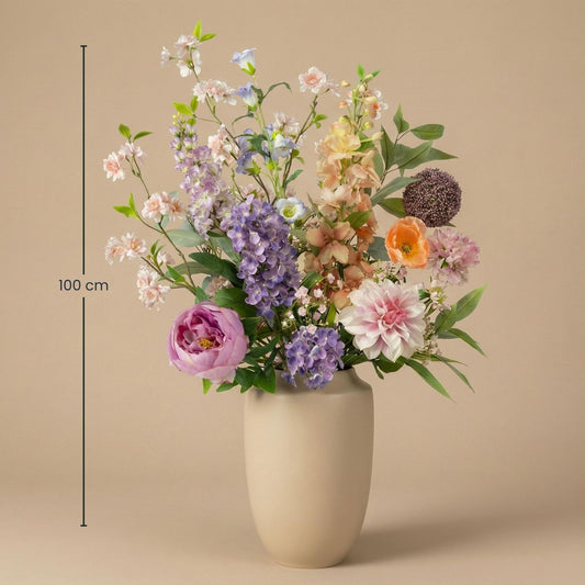 🌸 Pastel Meadow Deluxe – Real Touch Kunstboeket (100 cm)