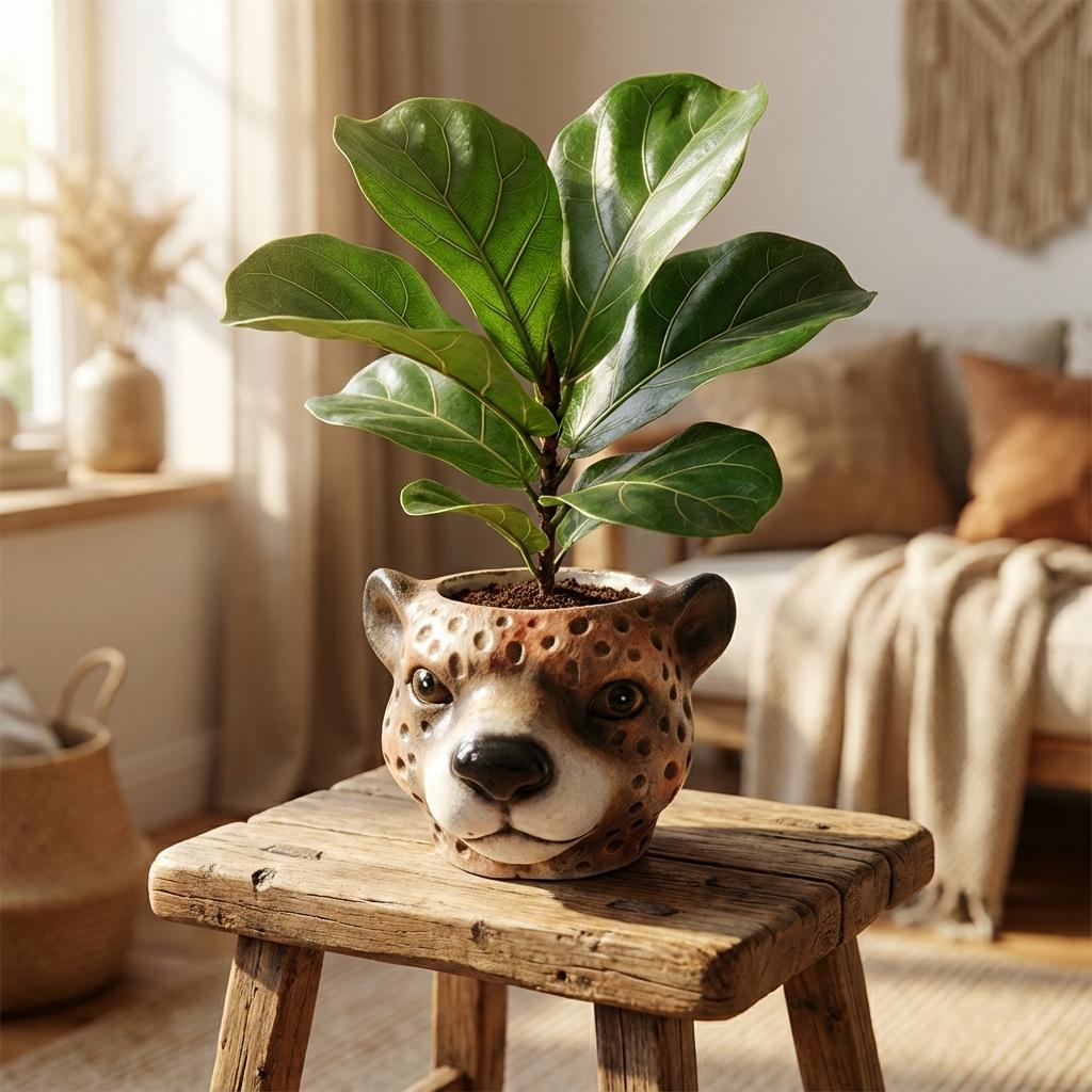 🌿 Planter Luipaard Bruin – Keramische Bloempot Ø 12 cm