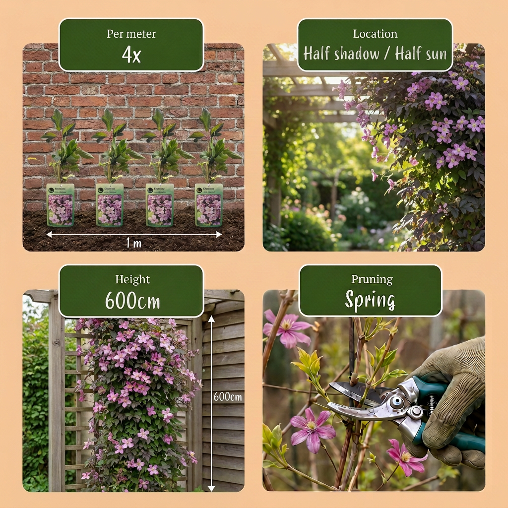 🌸 Clematis montana ‘Mayleen’ – Bergclematis – Lichtroze klimplant