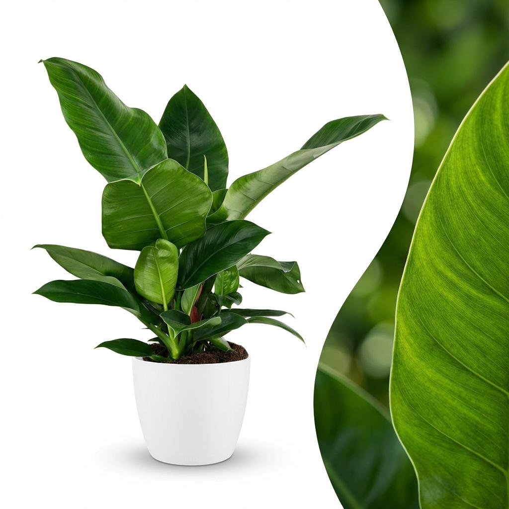 🌿 Philodendron ‘Imperial Green’ | Klassieke Blikvanger met Witte Pot