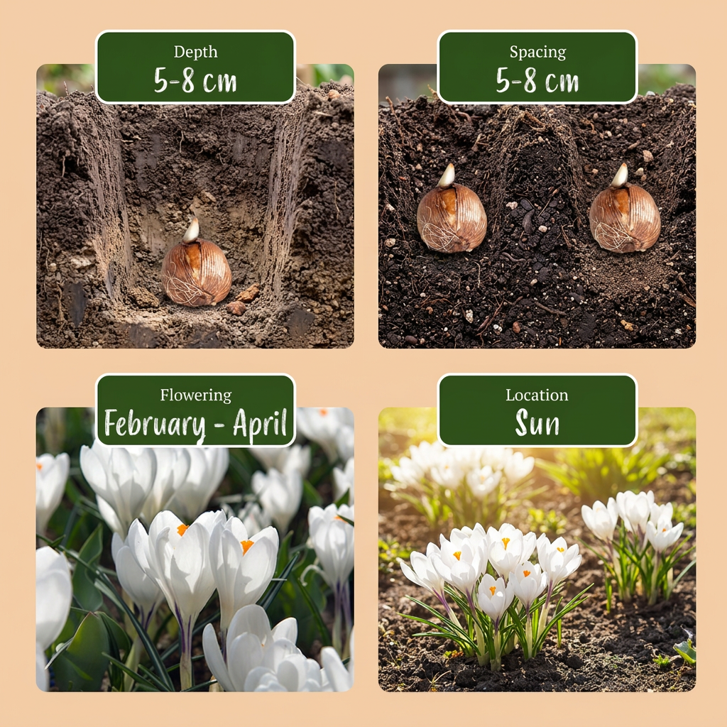 🤍 Crocus White – Witte krokus (240 stuks)
