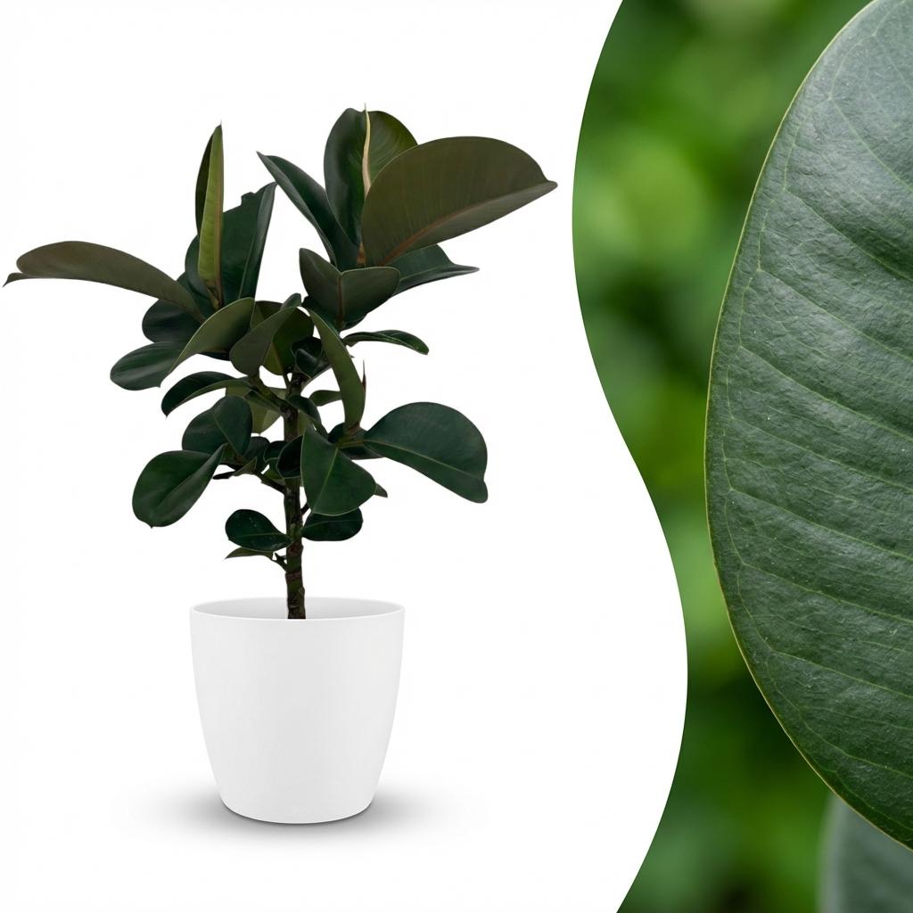 🌿 Ficus Elastica ‘Cloe’ | Rubberplant met Witte Pot