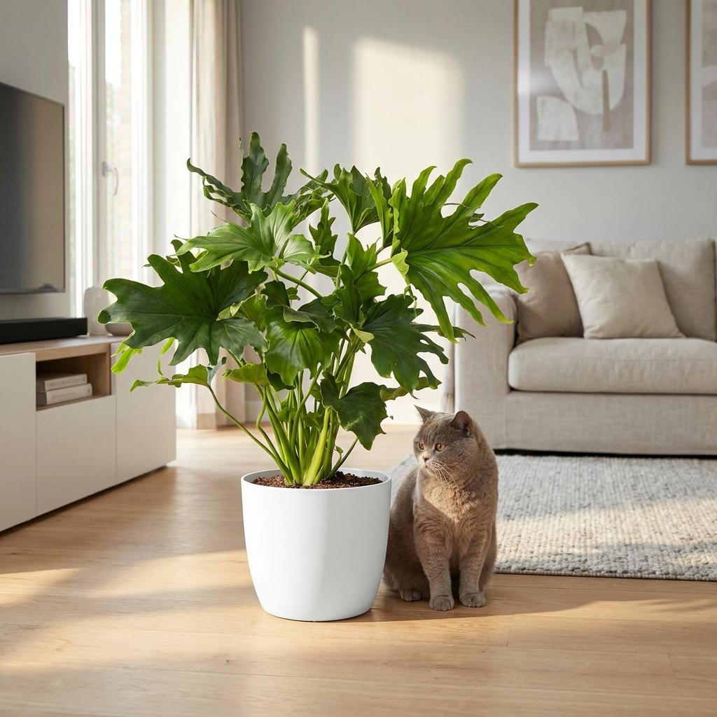 🌿 Philodendron ‘Lickety Split’ | Volle Kamerplant met Witte Pot