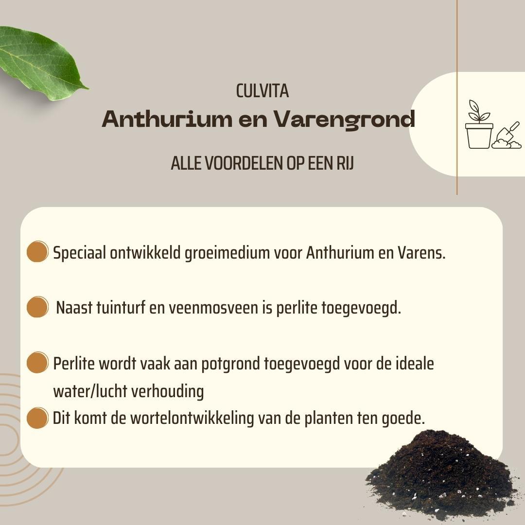 🌿 Culvita Anthurium & Varengrond 5L | Speciaal voor Anthurium en Varens